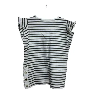 Lauren Ralph Lauren olive‎ green stripe women top size medium cotton thumbnail 2