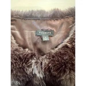 Talbots Womens Brown Diamond Quilted Faux Fur Vest Small‎ CN5086 Sleeveless Glam thumbnail 3