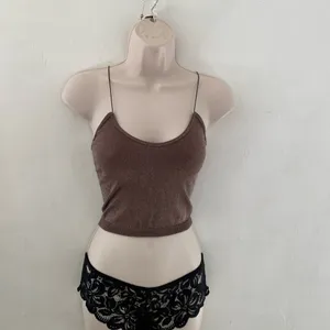 Free People Chocolate Brown shimmer Knit Top thumbnail 2