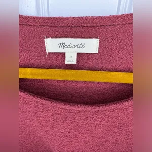 Madewell Maroon Texture & Thread Eyelet Mix Ruffle-Sleeve Top thumbnail 3