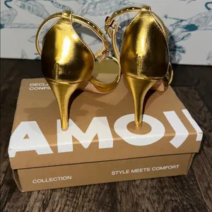 AMOJI Gold Women's High Heels thumbnail 2