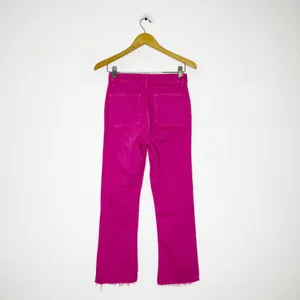 Zara Pink Sailor Cropped Flare Jeans Raw Hem Size 2 thumbnail 6