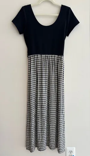 Panáche Vintage Gingham Print Belted Midi Dress, Black/Cream, Size 8 thumbnail 1