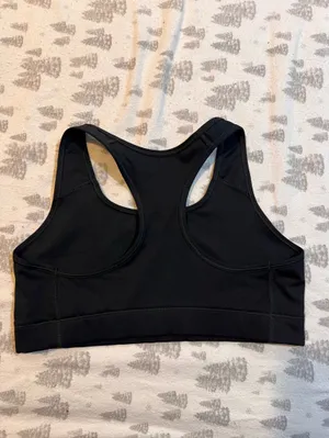 Nike Black Sports Bra with Cracked Gold Swoosh thumbnail 2