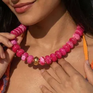SheIn 1pc Women's Oversized Bead Decor Oval Bead Bohemian Style Necklace thumbnail 4