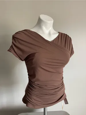 OGL Brown Ruched Crossover Padded Top Sz M thumbnail 3