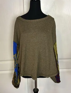We The Free Olive Green Waffle Knit Long Sleeve thumbnail 1