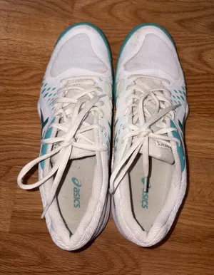 ASICS Women's White and Teal Athletic Sneakers thumbnail 1