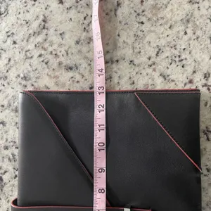 Reiss Arleta Black Leather Envelope Clutch With Pink Trim‎ and Silver Clasp thumbnail 5