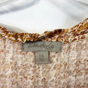 Wonderly Plus Size 1X Midi Dress Orange Floral‎ Tiered Fairy Boho Feminine 1231 thumbnail 3