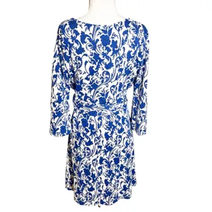 Anthropologie Maeve Leonie Dress by Maeve Bell Sleeve Size L blue white floral‎ thumbnail 8
