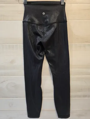 {2} Lululemon Align High Rise Pant Legging Tights Black Shine thumbnail 4