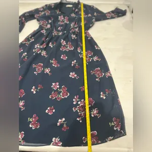 LOFT‎ Floral Midi Dress Ruffle Neck Tie Long Sleeve S thumbnail 11
