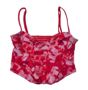 Stradivarius Red Floral Mesh Corset Top Bralette Size Small thumbnail 1