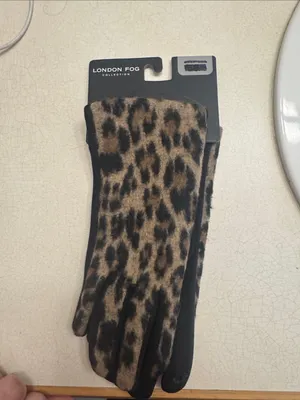 London Fog Women's Leopard-Print Gloves in Brown and Black thumbnail 3