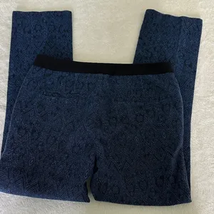 Zara Basic Black and Blue Patterned Trousers thumbnail 3
