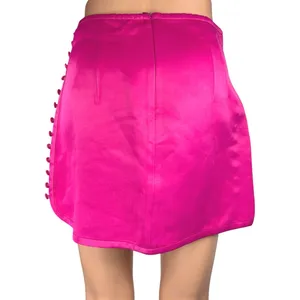 Zara Women's Pink Silky Satin Side Buttons Mini Straight Pencil Skirt Size S thumbnail 3