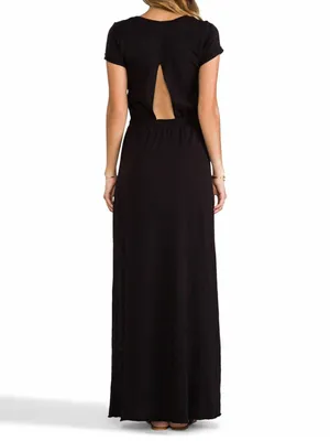 FP Beach Women’s Andrina's Long Cut Out High Slit Side Maxi Dress in Black XS thumbnail 2