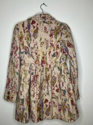 Anthropologie Elevenses Blurred Watercolor colorful Fresco Wool Peacoat size 2 thumbnail 5