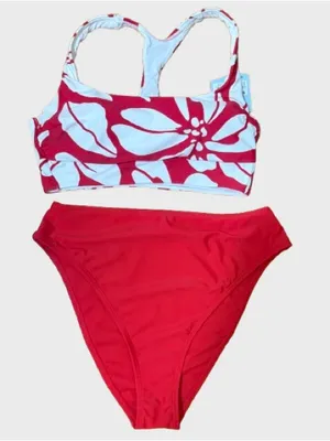 Red Floral Two-Piece Bikini Set - mixed Brand thumbnail 1
