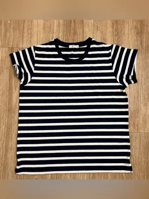 rag & bone Navy and White Striped Crew Neck Tee thumbnail 2