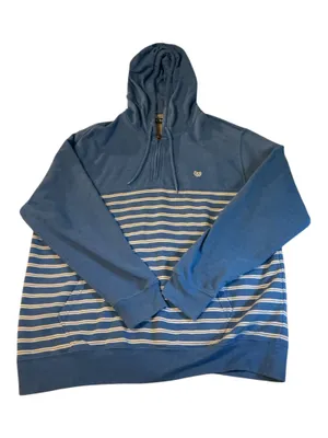 Chaps Men's Extra Large Quarter-Zip Striped Hoodie - Blue & White XL thumbnail 1
