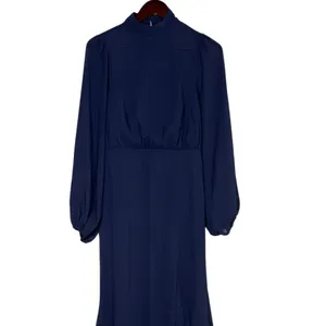 NWT Lulus Graceful Entrance Chiffon Long Sleeve Backless Maxi Dress M Navy Blue thumbnail 3
