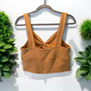 Madewell NWT Cutout Knot-Front Crop Tank Top Tan Textured size XL thumbnail 4