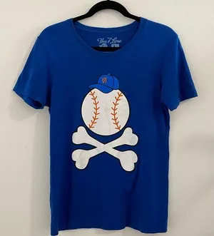 New York Mets The 7 Line Blue Crossbones Graphic Tee Size Large thumbnail 1