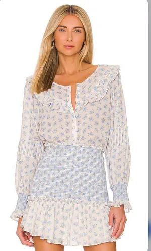 Goldie Blouse Powder Blue Love Shack Fancy thumbnail 1