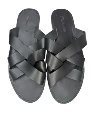Madewell Womens Boardwalk Black Woven Slide Sandal Size 8.5 thumbnail 1