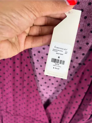 Blue Rain Burgundy Polka Dot Wrap Mini‎ Dress thumbnail 5