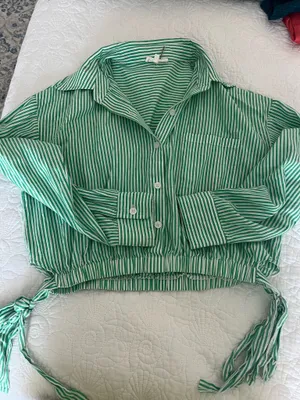 These Three Boutique Green button up cropped shirt thumbnail 2