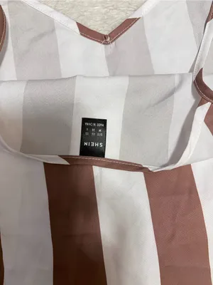 Shein medium Brown & White Vertical Stripe 2-Piece Resort Set thumbnail 4