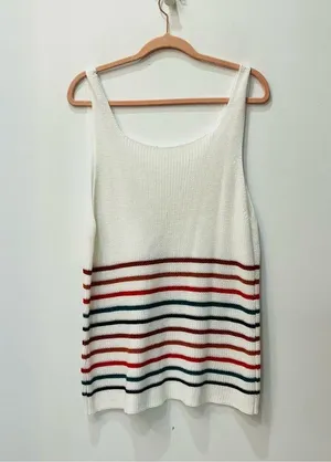 Boutique Colorful striped tank top size Large vneck sweater thumbnail 2