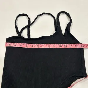 FP Movement Black Ribbed Double Strap Crop Cami Tank Top Small thumbnail 5