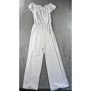 Women Romper Jumpsuit Medium‎ High Waist Wide Leg Formal Elegant Ruffle Stretch thumbnail 3