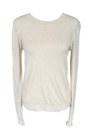 Banana Republic women's linen colored long sleeve crewneck knit top size XS thumbnail 1