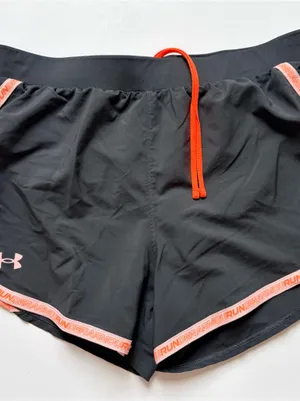 Under Armour Women's Charcoal Running Shorts with Coral Trim thumbnail 1