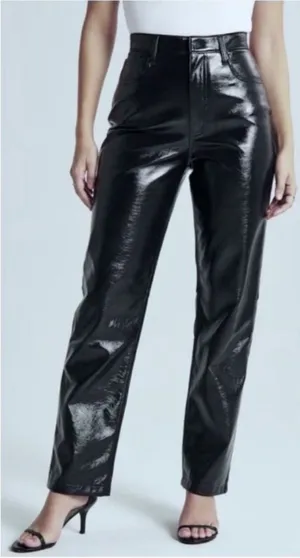 Abercrombie & Fitch 90s Straight Ultra High Rise Navy Vegan Leather Pants thumbnail 1