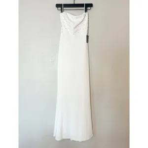 Lulus White Pearl Strapless Maxi Dress Mermaid Gown Bridal Event NWT Size M thumbnail 2