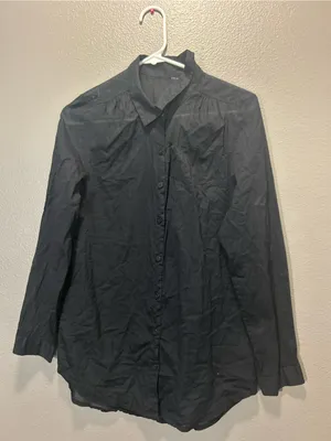 Sheer Black Button Up Blouse Womens Small Long Sleeve See Through Collared Top thumbnail 1