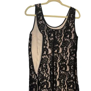 Wilfred Aritzia Black Lace Shift Dress Nude Lining Eyelash‎ Hem Mini Womens Med thumbnail 11
