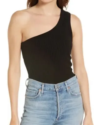 NWOT Citizens of Humanity Narida one shoulder tank top black small thumbnail 1