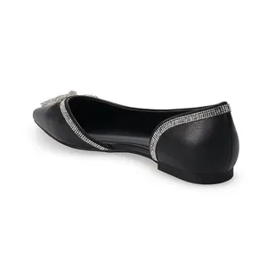Apt 9 Emmalyn Black cutout pointy retro silver rope bow ballerina flats shoes thumbnail 2