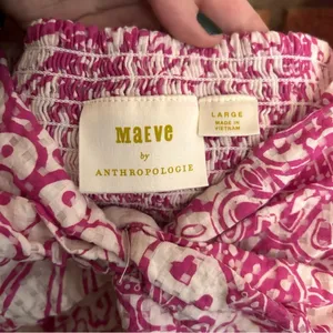Maeve Anthropologie Tie-Back Printed Crop Top Floral Puff Sleeve Smocked Size L thumbnail 4