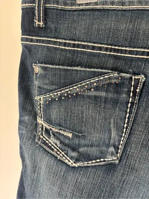 BKE Payton Jean Shorts Dark Wash Contrast Denim Bermuda Lightly Distressed thumbnail 7