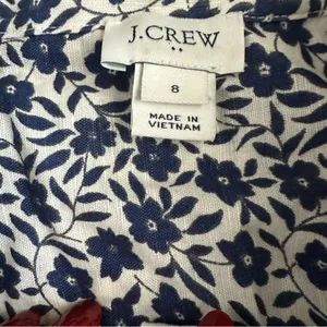 J. Crew Factory Blue And White Floral Button Front Linen Blend Dress thumbnail 6