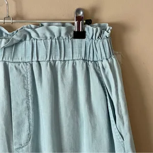JANE + DELANCEY | Light Blue Chambray Paperbag Shorts Sz S thumbnail 3