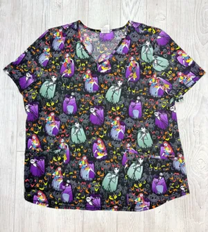 Nightmare before Christmas short sleeve scrub shirt top w/ pockets Halloween xl thumbnail 1